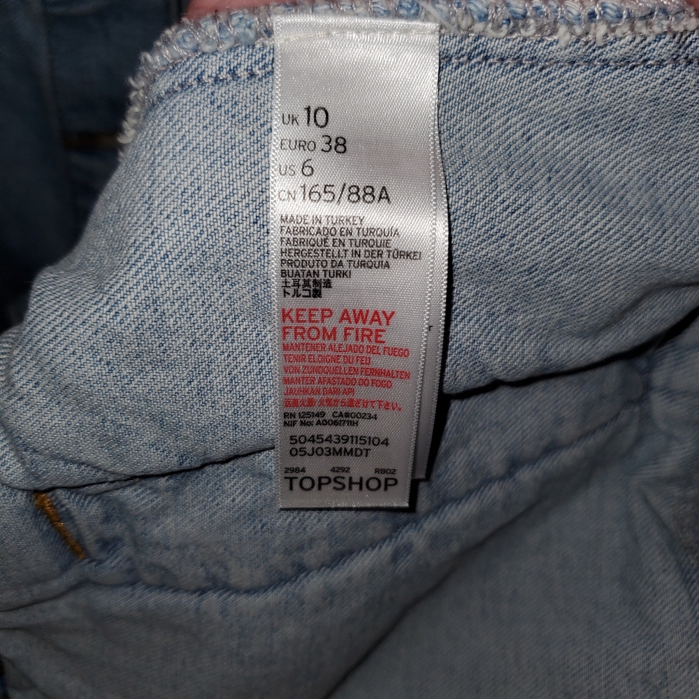 Topshop Moto Distressed Blue Denim Jacket, Oversized 6 - Picture 6 of 8